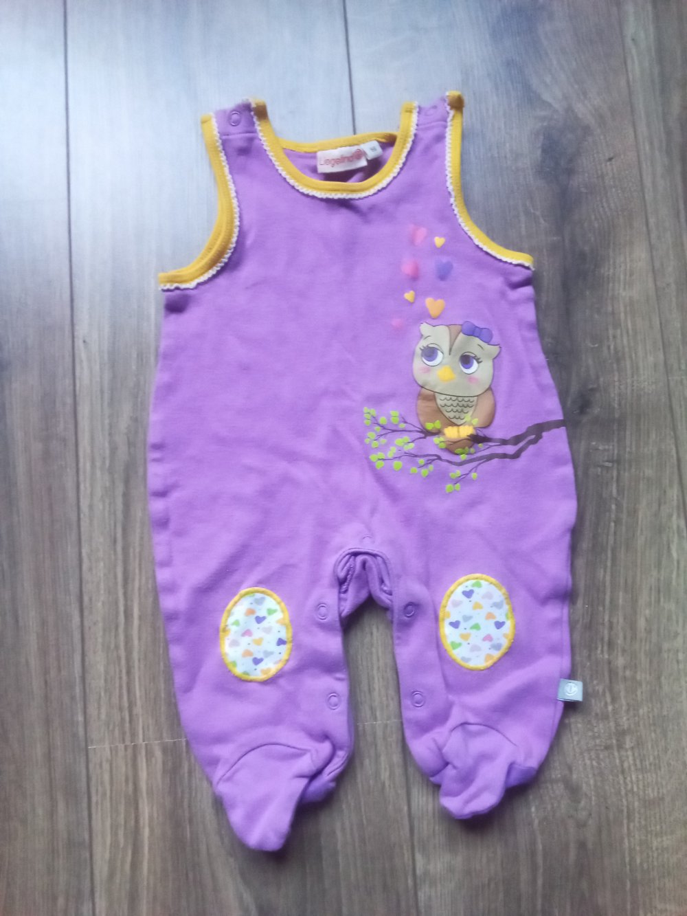 Strampler lila 56 liegelind 100% Baumwolle