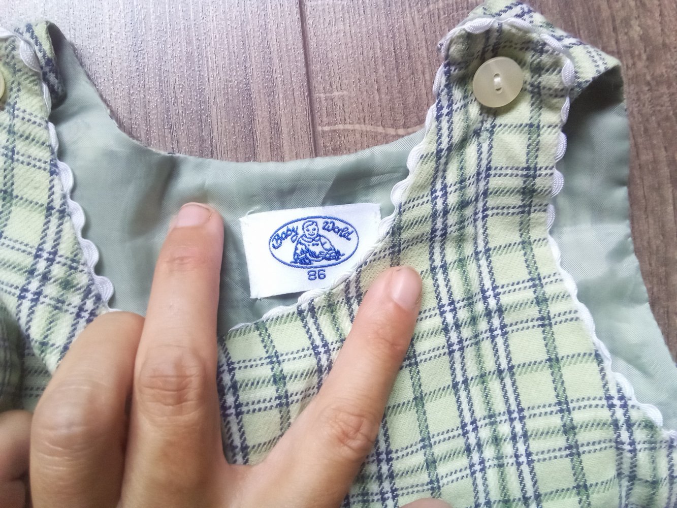 Sommerkleid grün kariert 86 Babyworld 100% Baumwolle