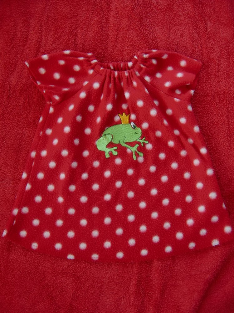 Fleecetunika Hängerchen rot gepunktet Frosch handmade 80/86