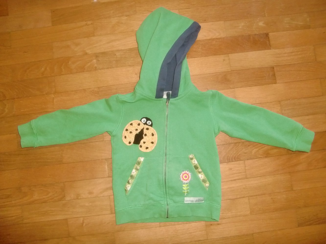 Sweatjacke H&M grün 86 handmade Marienkäfer upcycling