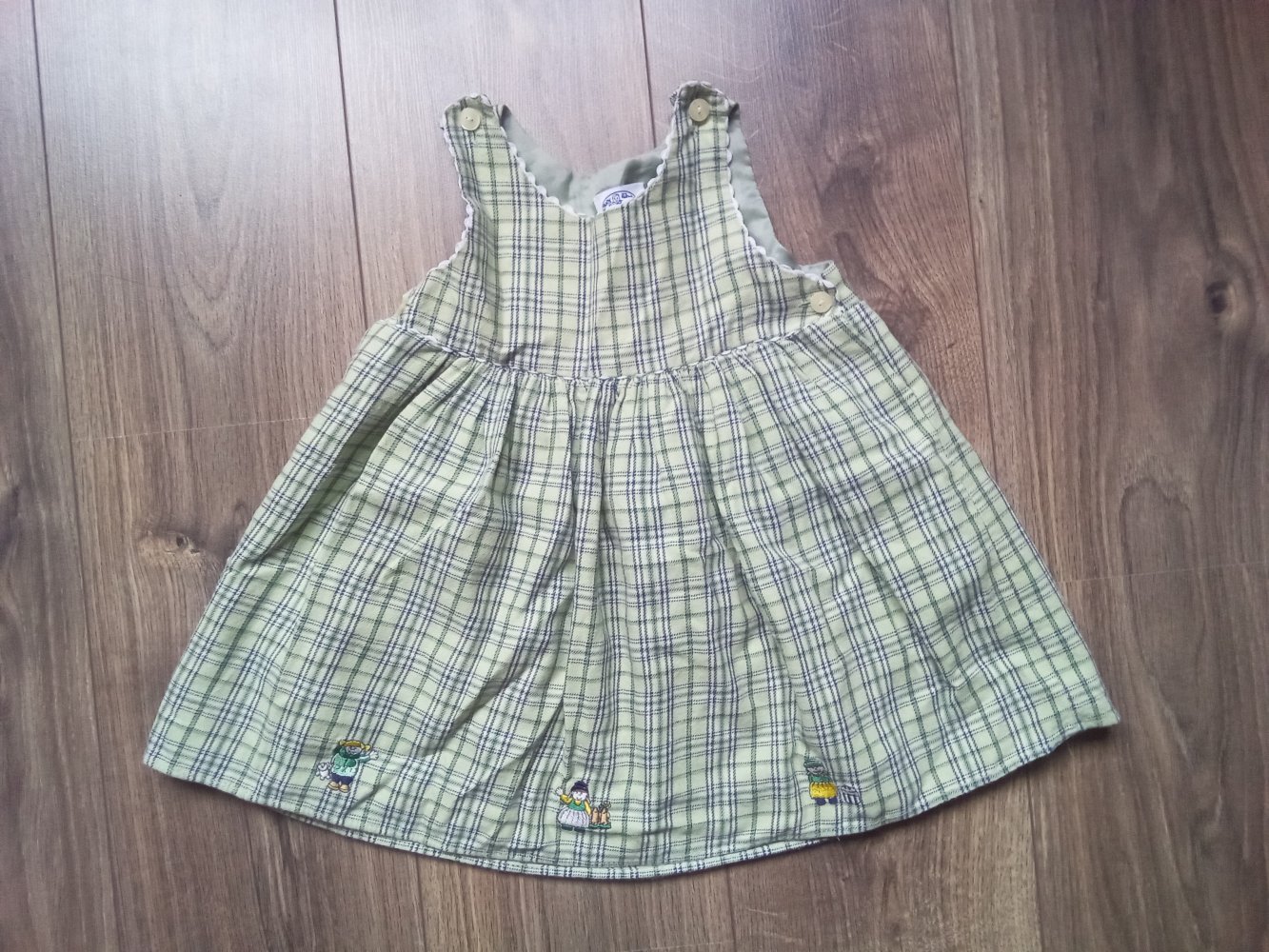 Sommerkleid grün kariert 86 Babyworld 100% Baumwolle