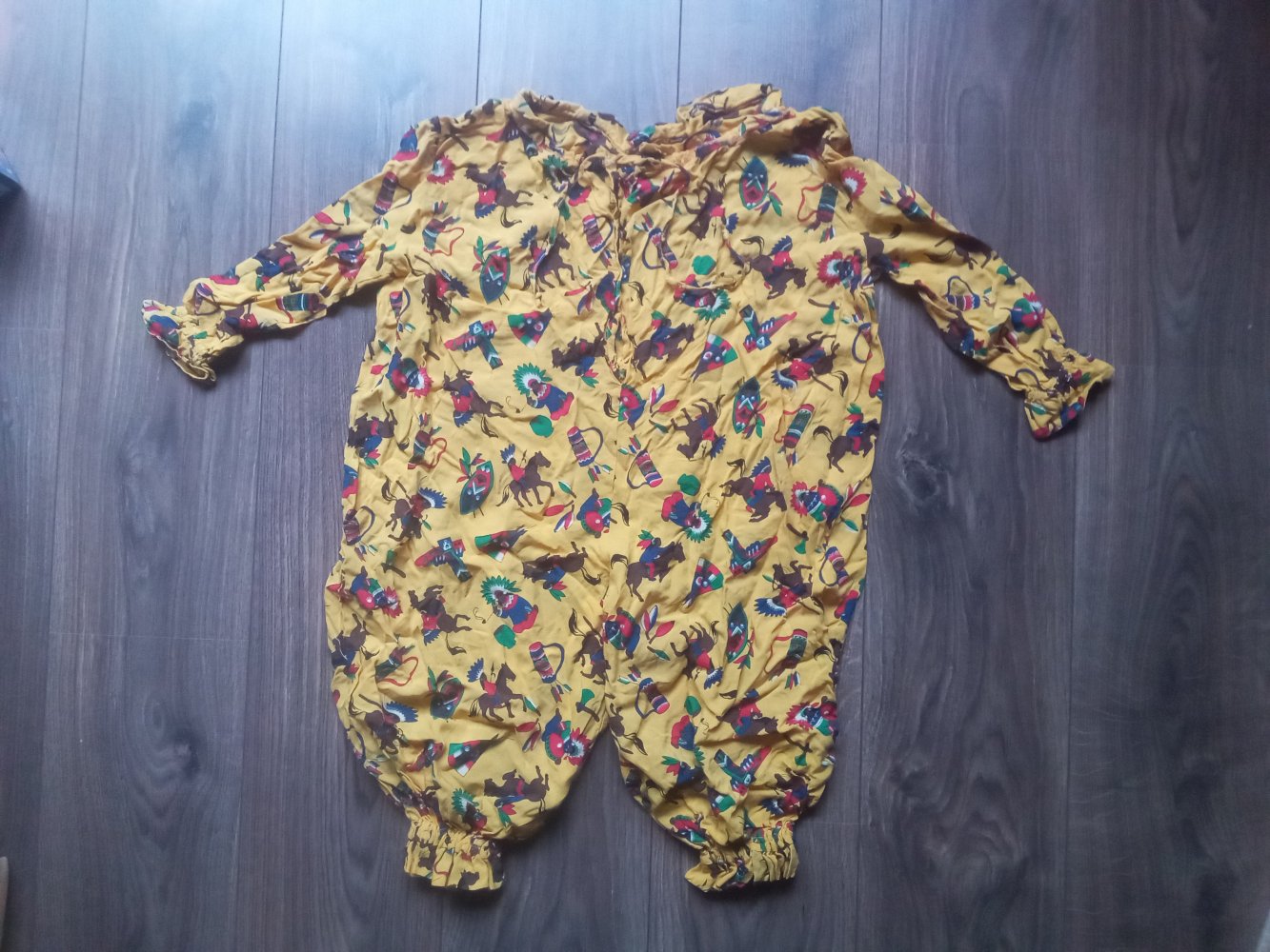 Kostüm Indianer gelb Karneval Fasching Fasnet handmade Einteiler 80er vintage