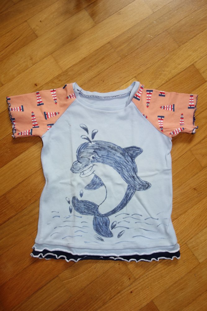 T-shirt handmade maritim Delphin 86/92