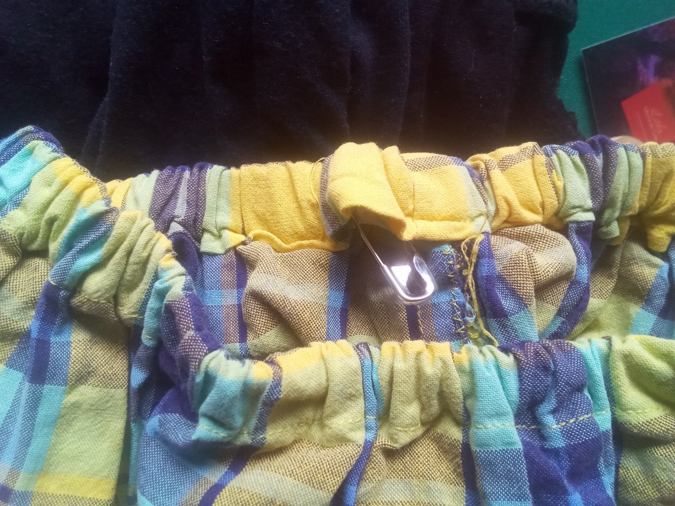 Rock handmade upcycling gelb blau kariert