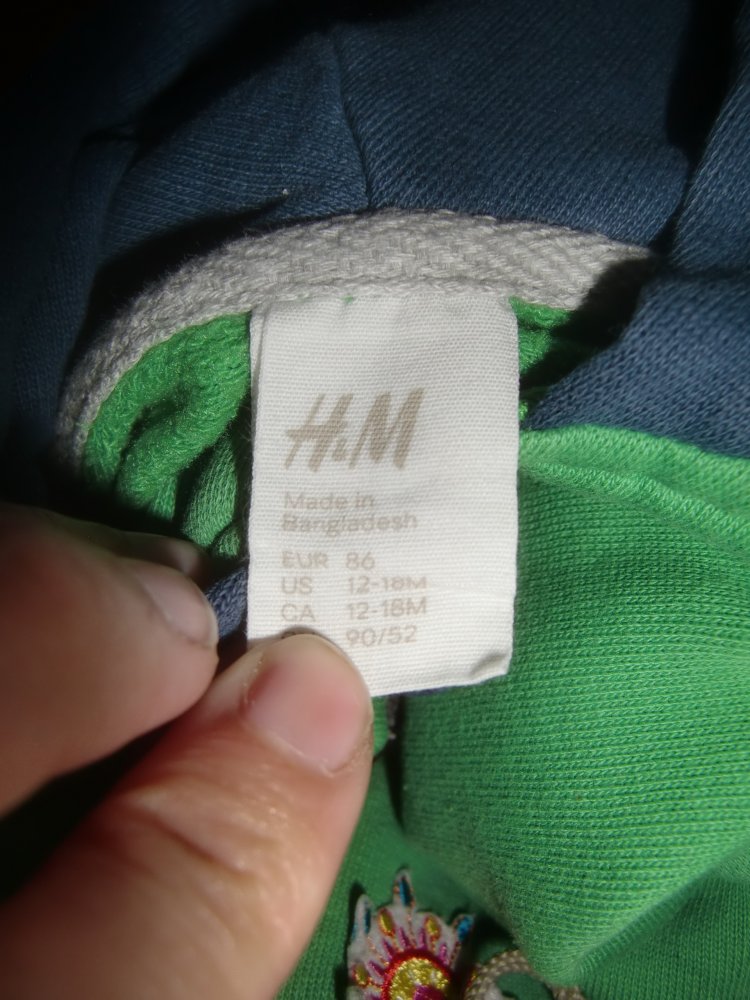 Sweatjacke H&M grün 86 handmade Marienkäfer upcycling