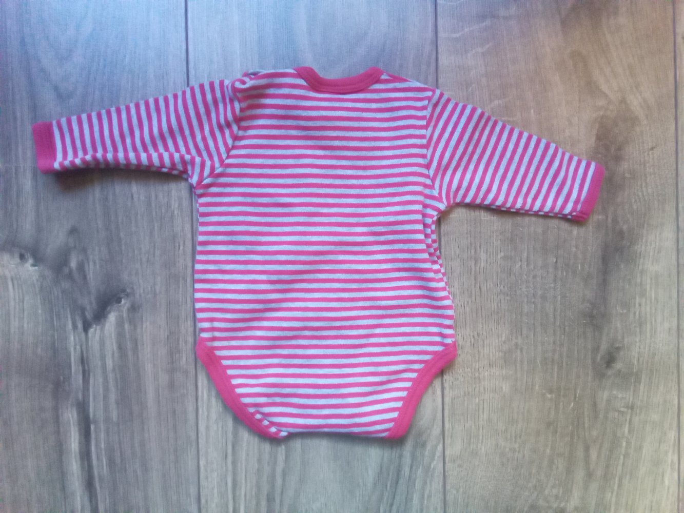 Langarmbody rot grau gestreift topolino Reh 56 100% Baumwolle