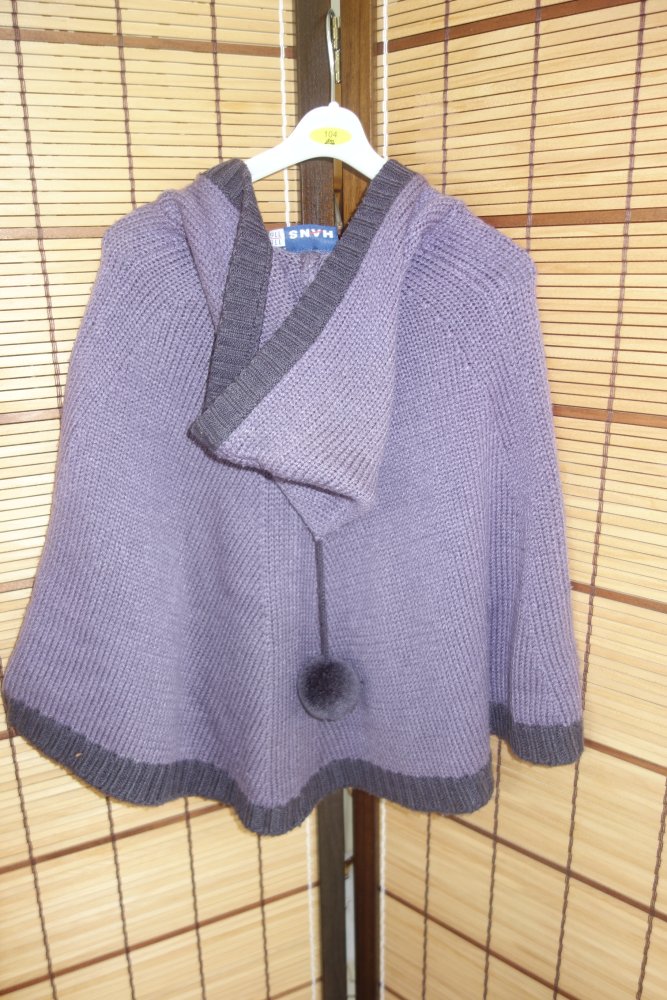 Poncho lila strick Hans flieder Blumen 110/116