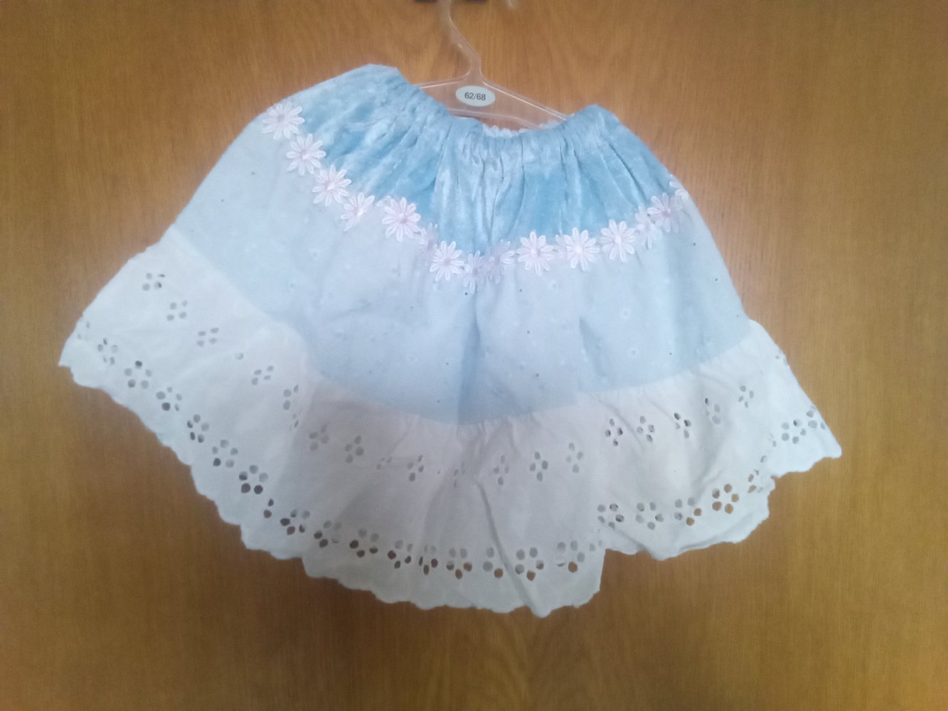 Rock handmade hellblau 98 Spitze