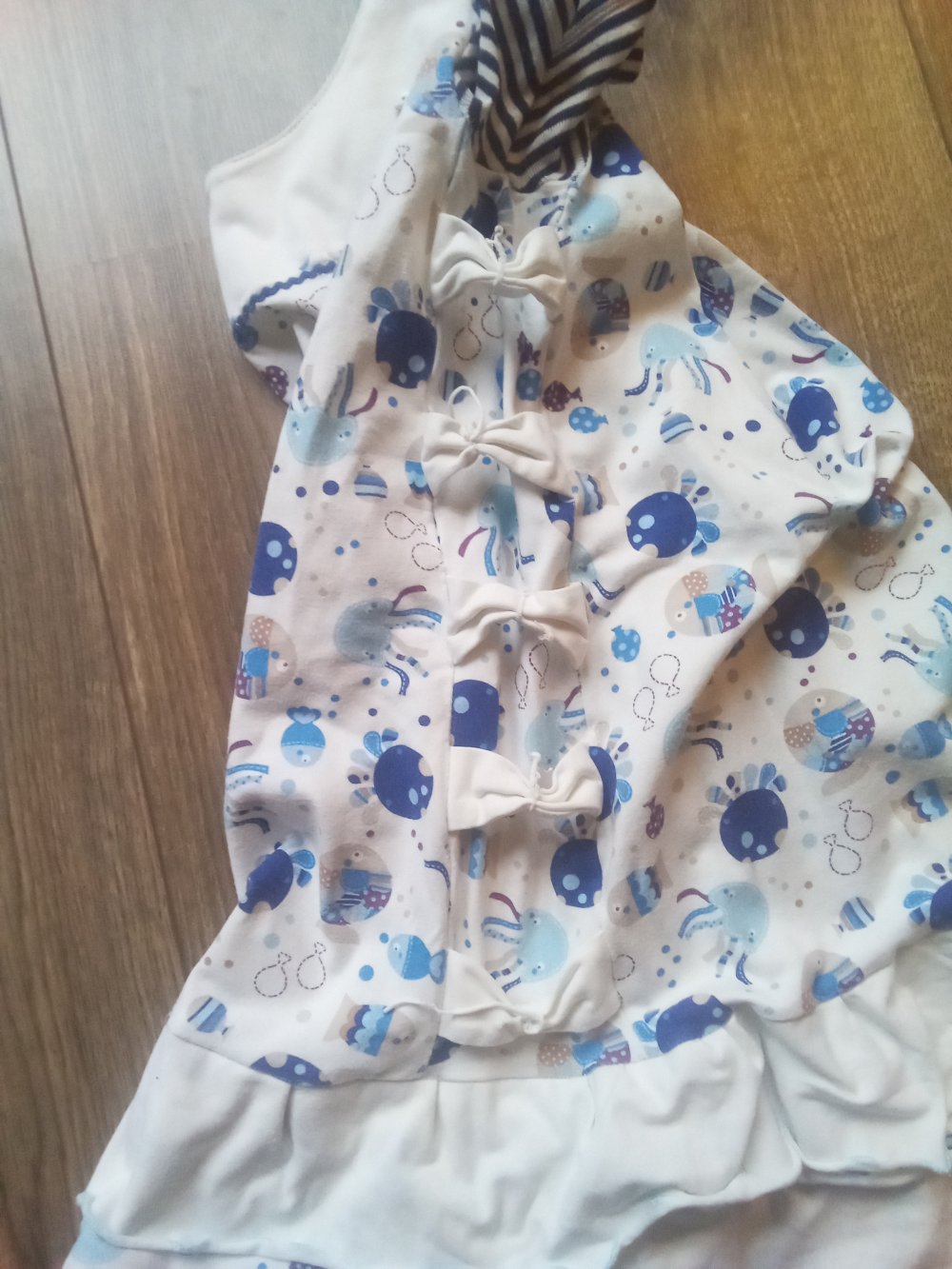 Kleid handmade maritim 110 weiß blau