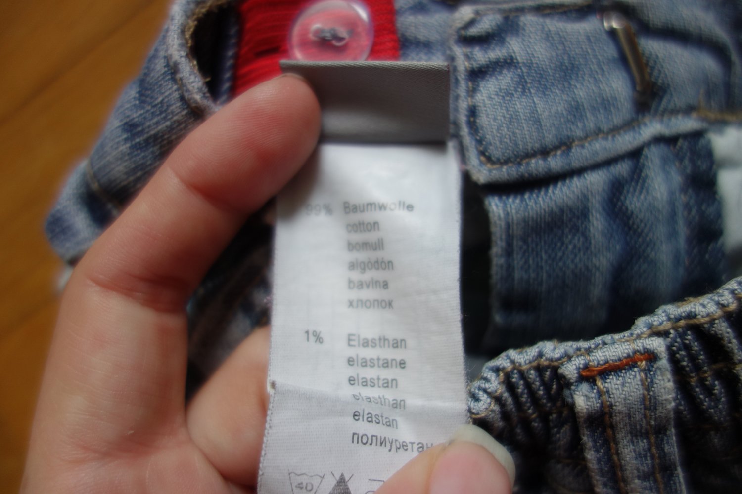 Jeansrock sanetta upcycling handmade hellblau rot 80