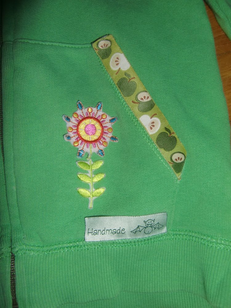 Sweatjacke H&M grün 86 handmade Marienkäfer upcycling