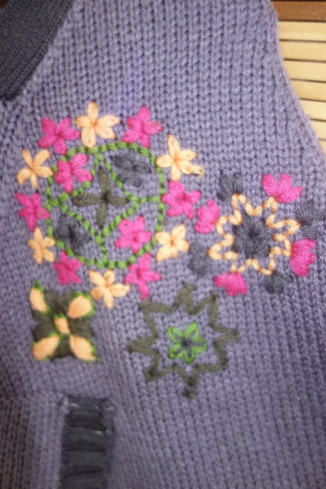 Poncho lila strick Hans flieder Blumen 110/116