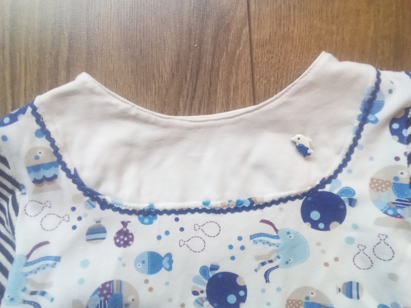 Kleid handmade maritim 110 weiß blau