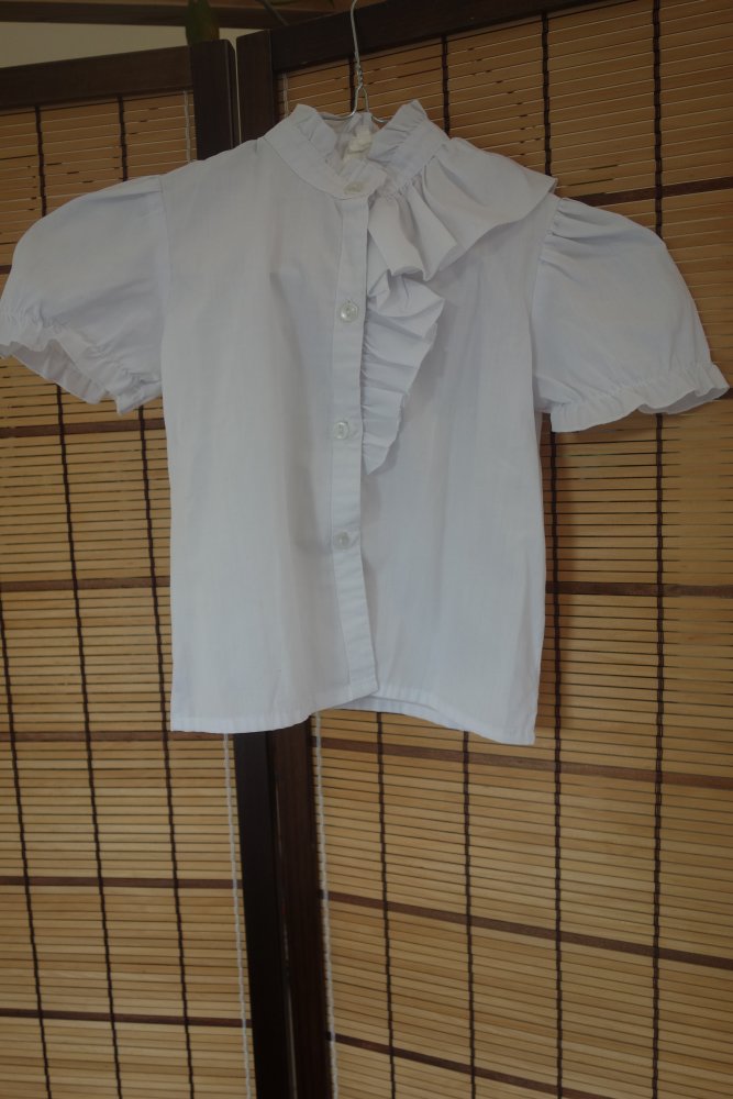 Bluse weiß Spitze uni 98 schick festlich kurzarm