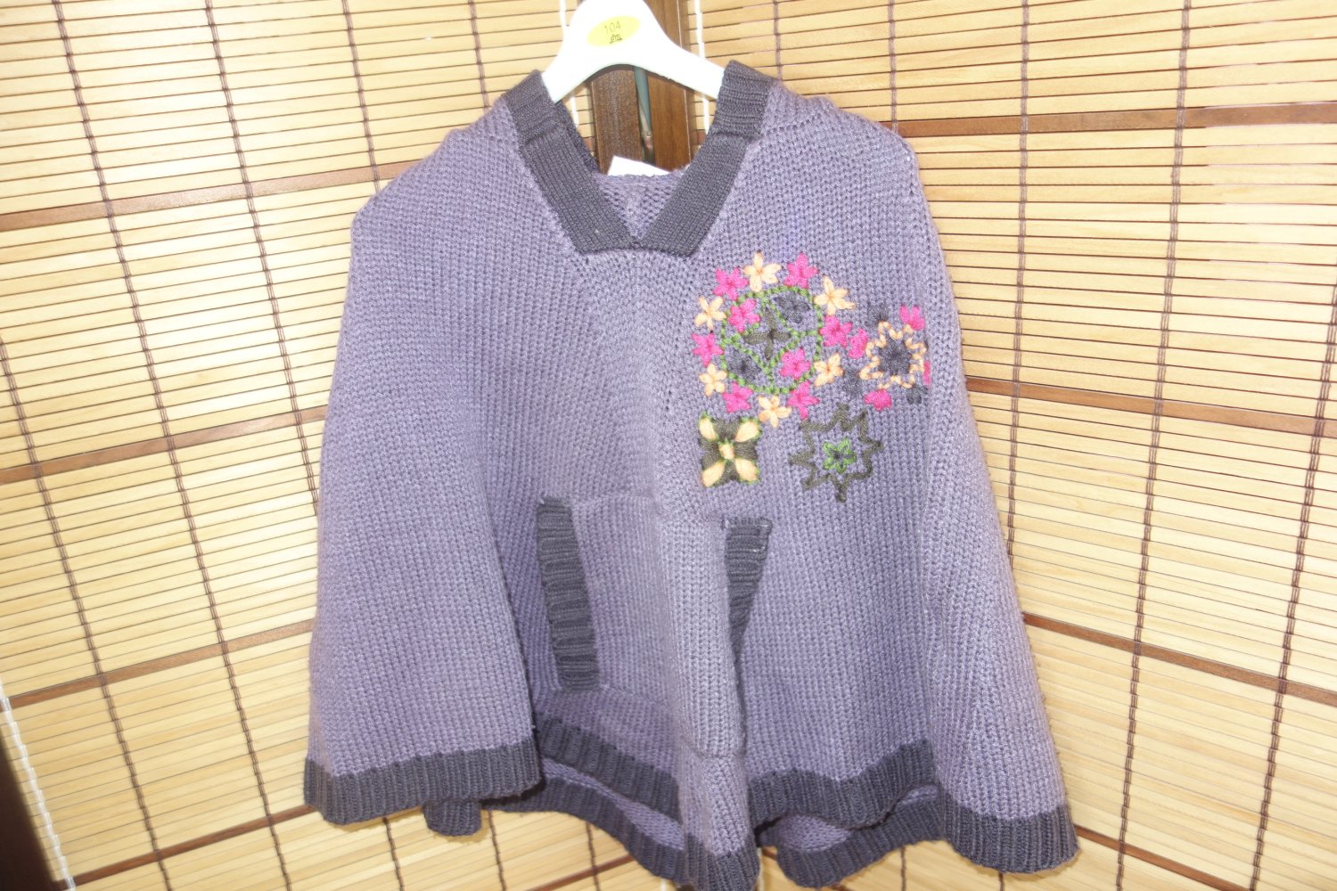 Poncho lila strick Hans flieder Blumen 110/116
