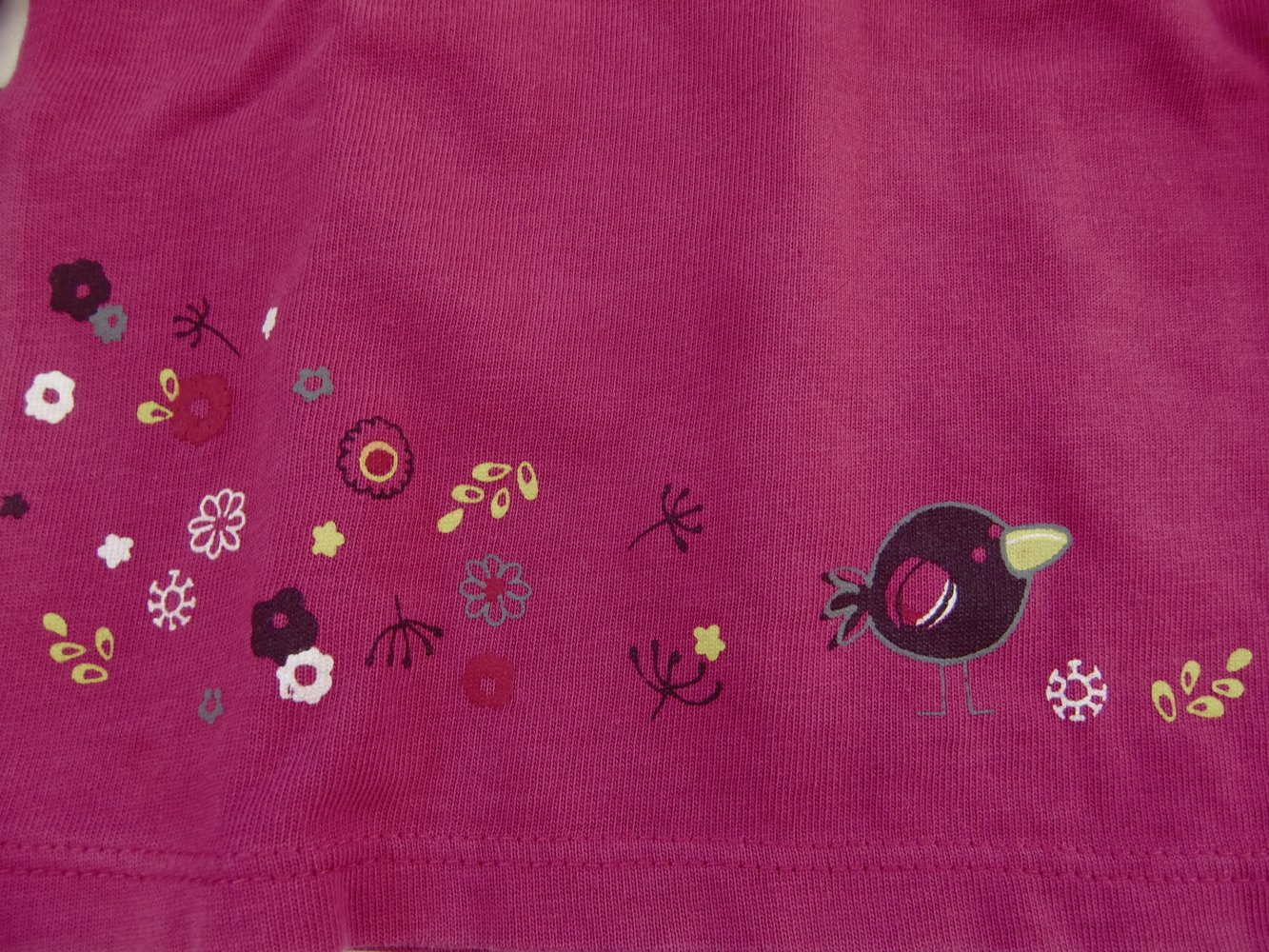 LA-shirt topolino 80 pink Blumen Vogel Frühling