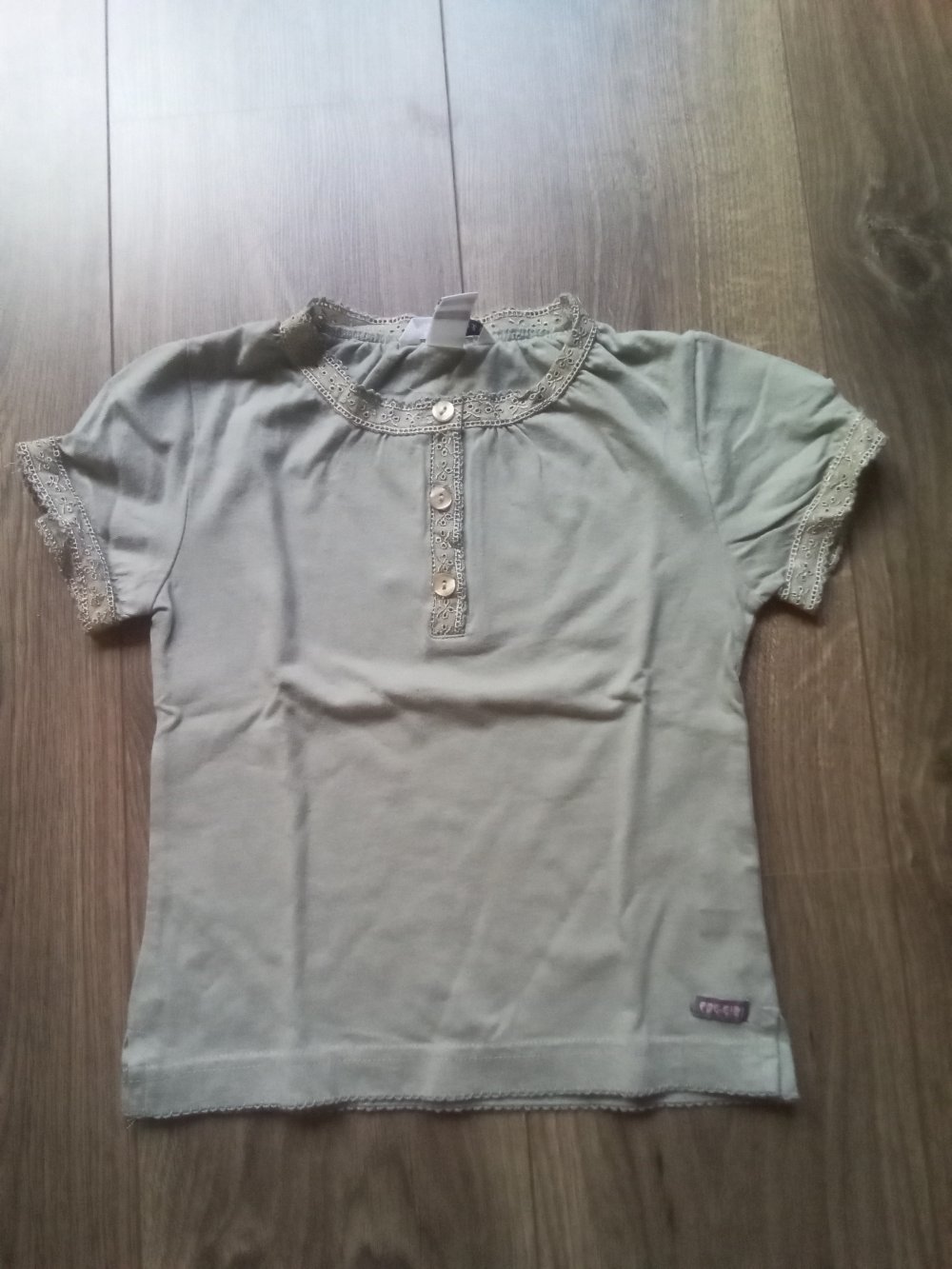 T-shirt H&M 104 khaki uni 100% Baumwolle Spitze