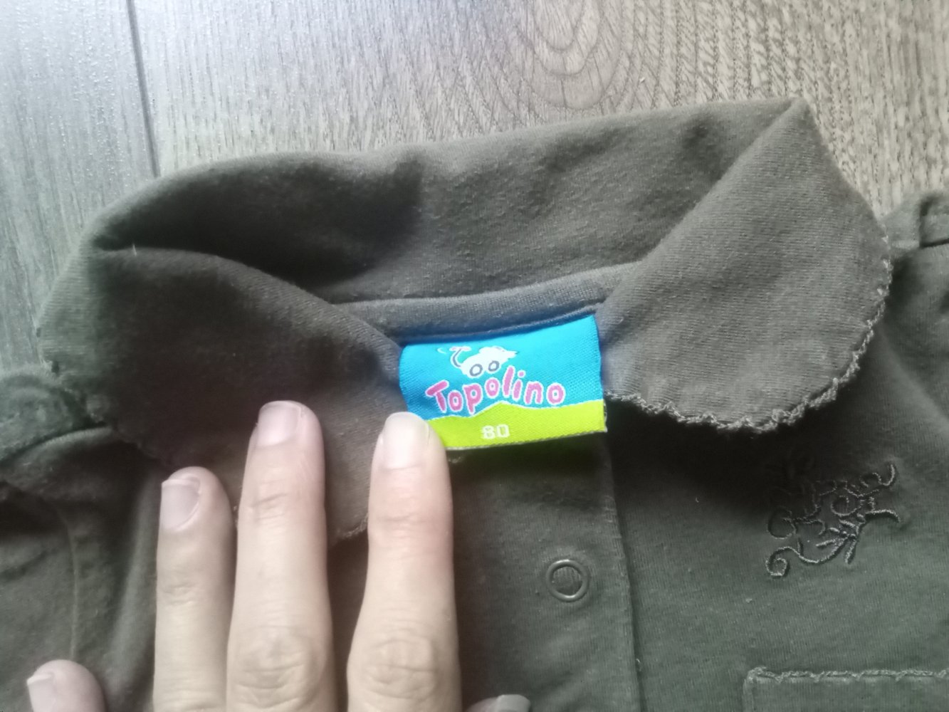 LA-Shirt khaki uni topolino 80 Lagenlook mit Kragen