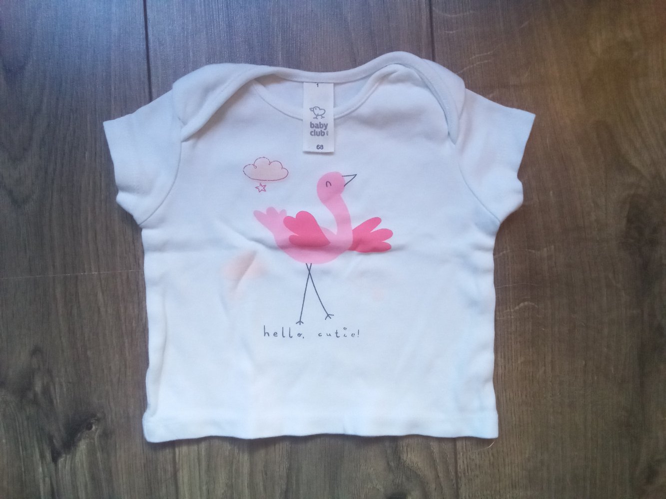 T-shirt weiß Flamingo 68 Babyclub 100% Baumwolle