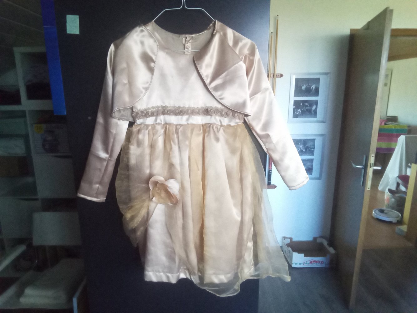 Kleid und Bolero 104 champagner festlich handmade