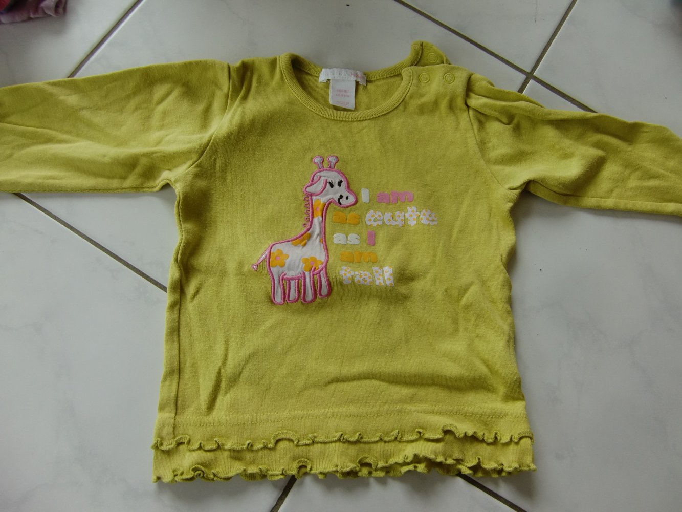 Set 3 LA-shirts Lagenlook 80 khaki rosa vogel geblümt H&M giraffe grün cute name it flieder Strauß here i am
