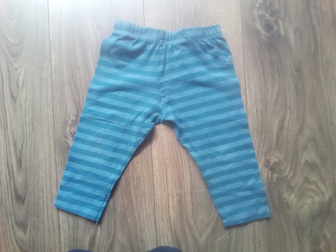 Leggings türkis gestreift handmade 86/92 unisex