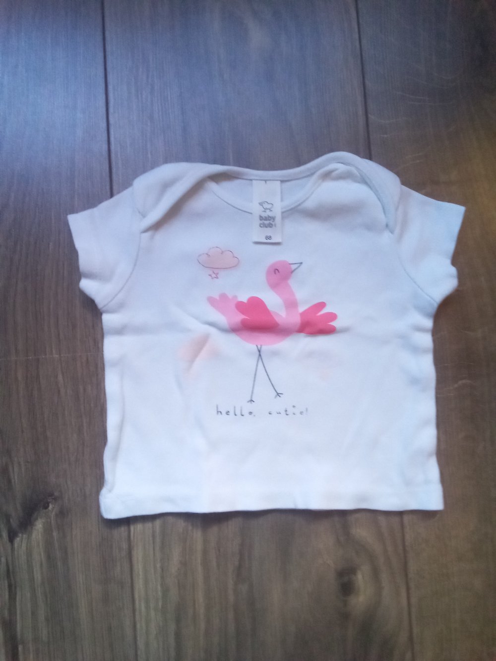 T-shirt weiß Flamingo 68 Babyclub 100% Baumwolle
