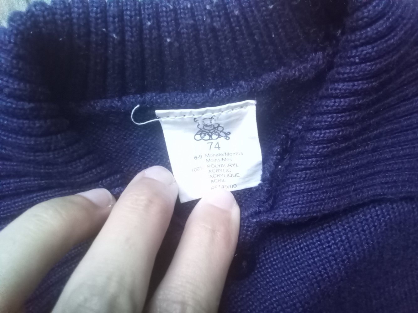 Strickjacke dunkelblau uni 74 schlicht