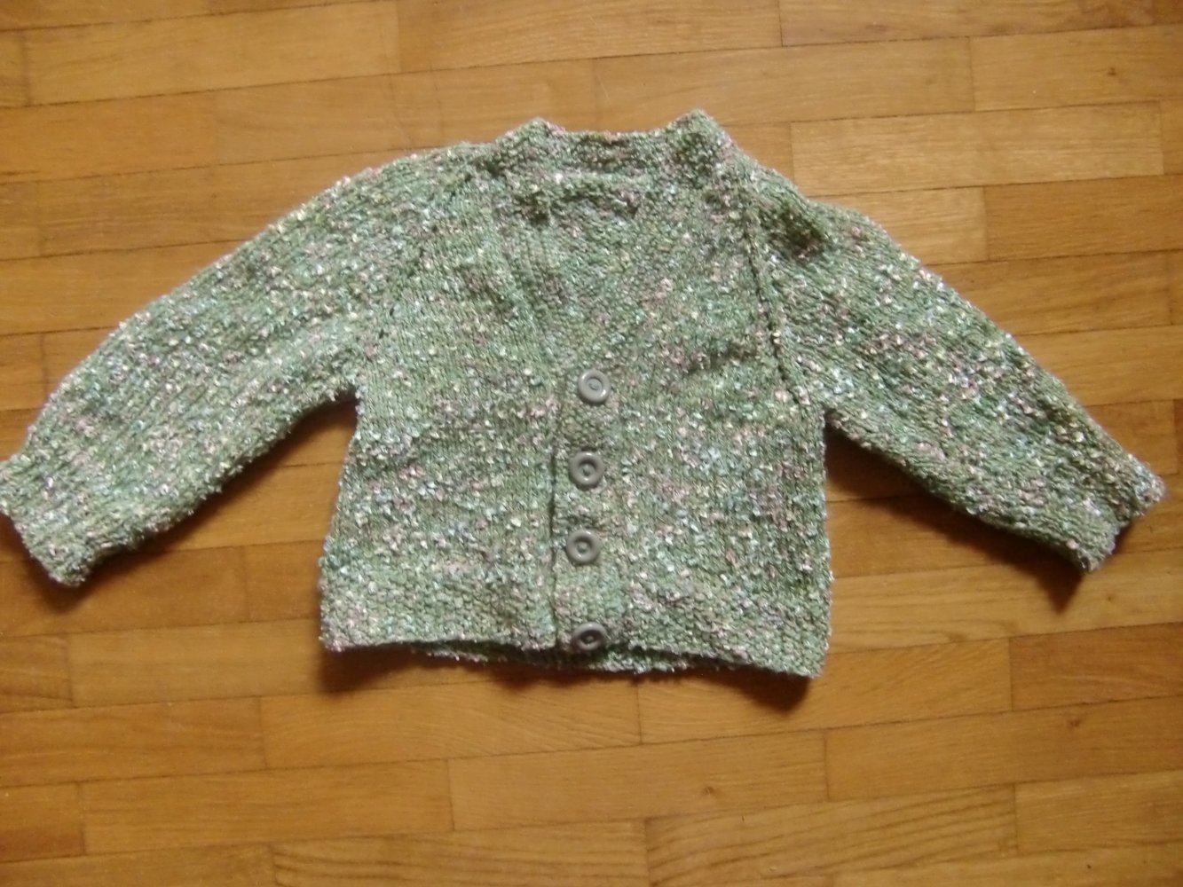 Strickjacke handmade unikat grün 92/98