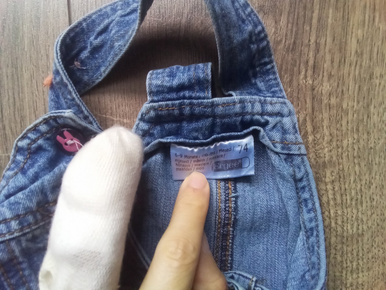 Latzkleid Jeans Hase ergee 74 blau 100% Baumwolle Ostern