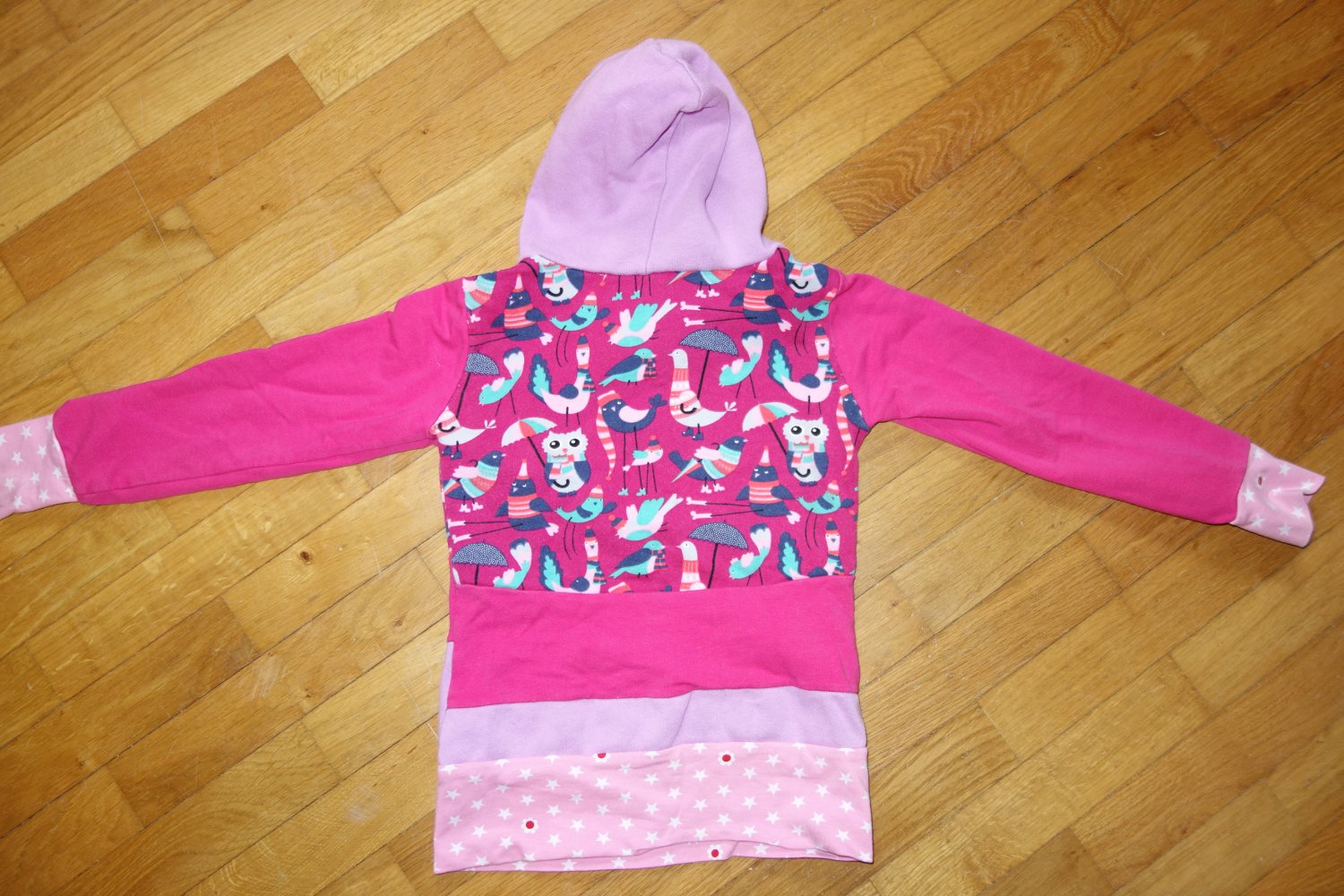 handmade Hoodie 98/104 pink flieder Eulen