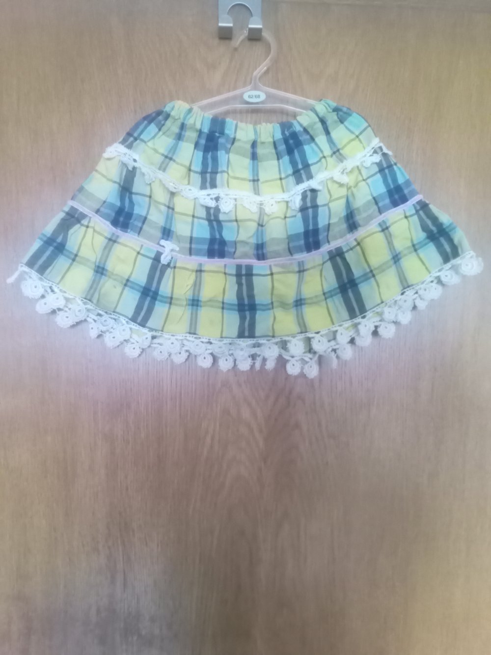 Rock handmade upcycling gelb blau kariert