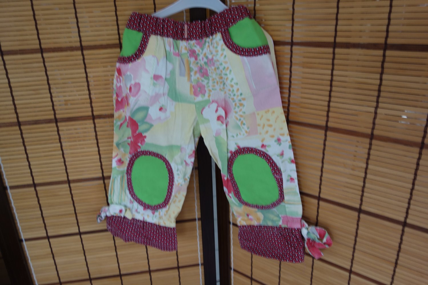 Set kurze Hose T-Shirt handmade 104 bunt gemustert Webware Trägertop