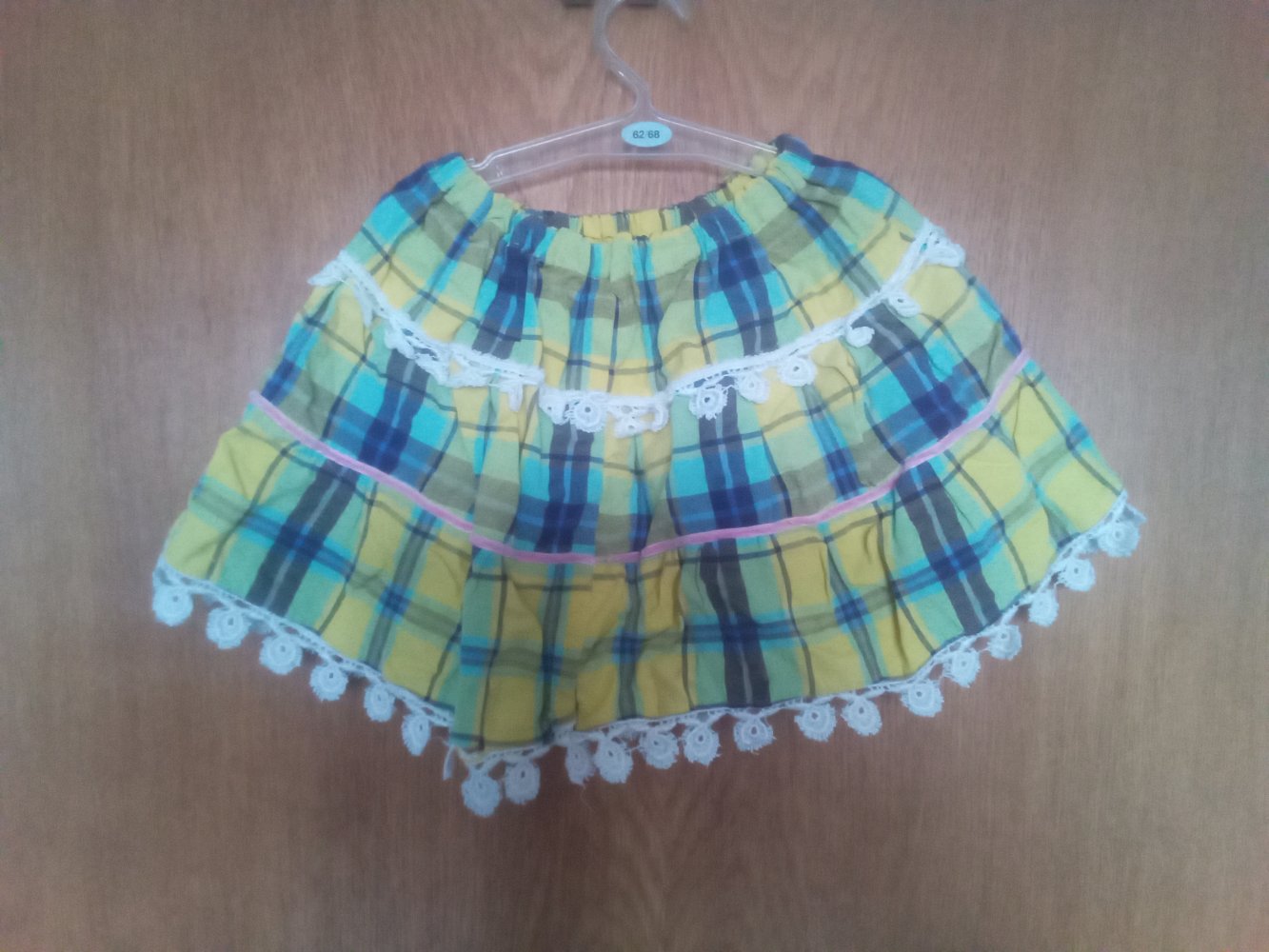 Rock handmade upcycling gelb blau kariert