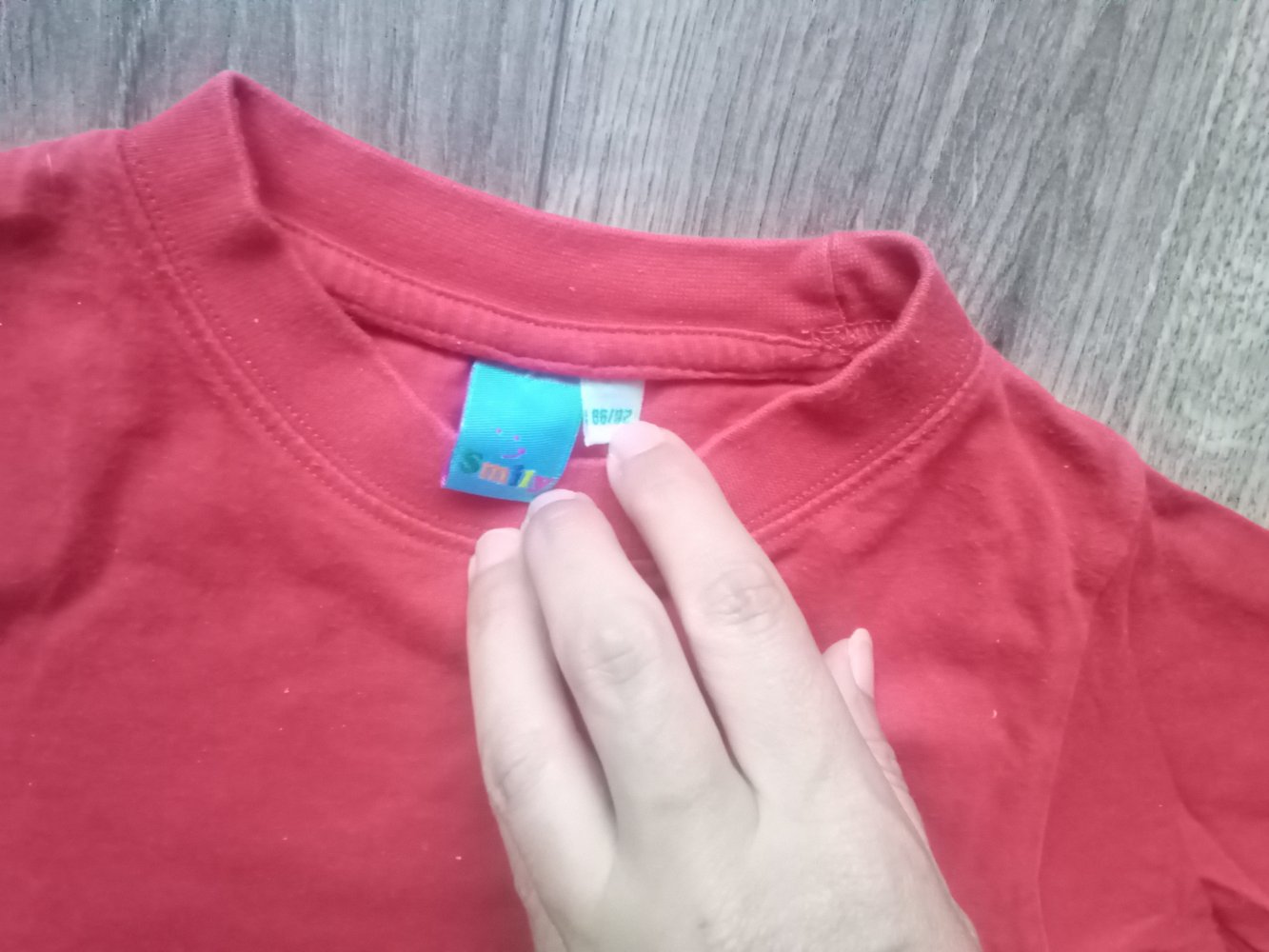 Basic LA-Shirt rot smily 86/92 uni 100% Baumwolle