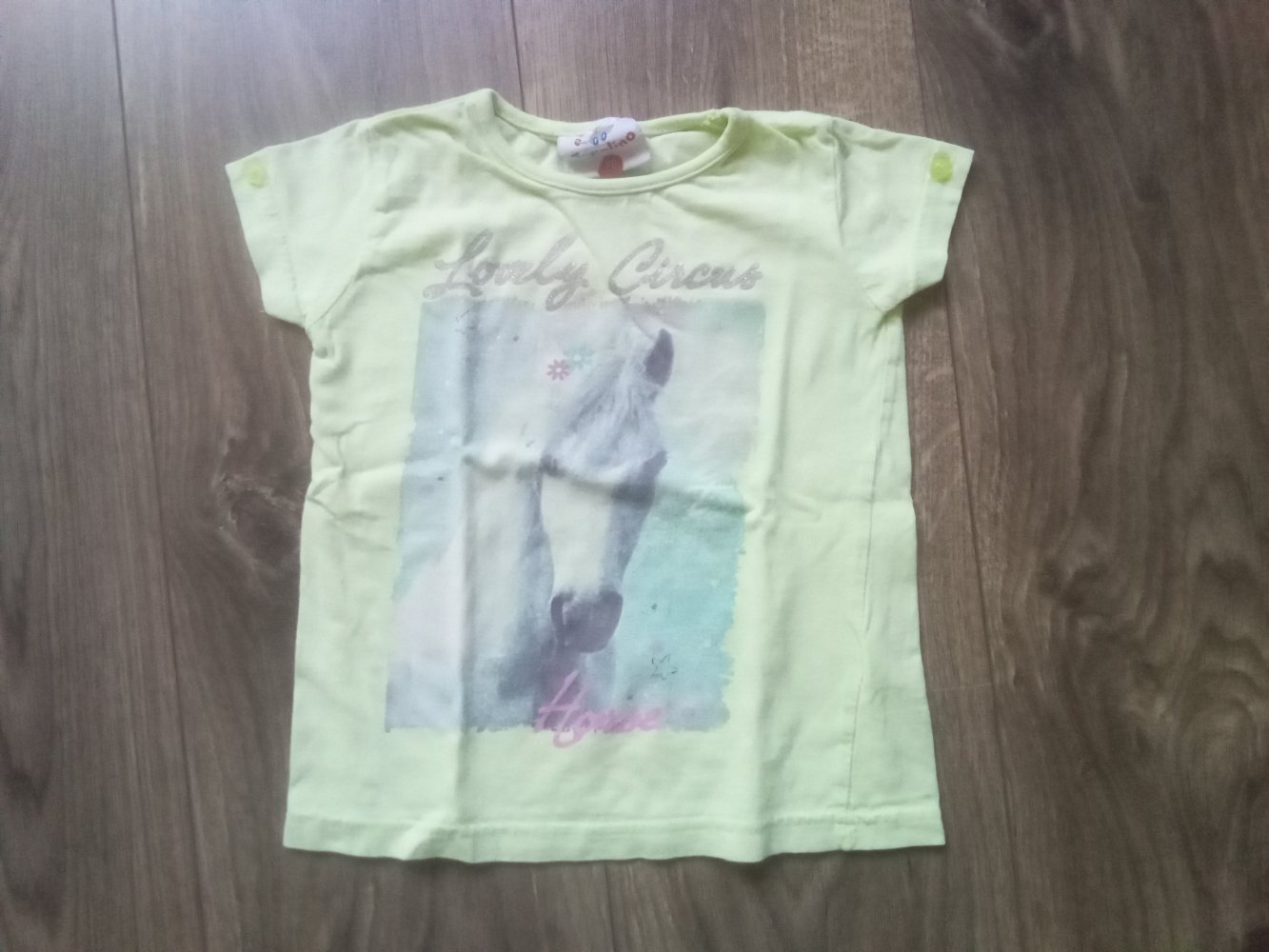 T-Shirt Pferd topolino 98 gelb grün neon 100% Baumwolle lovely circus