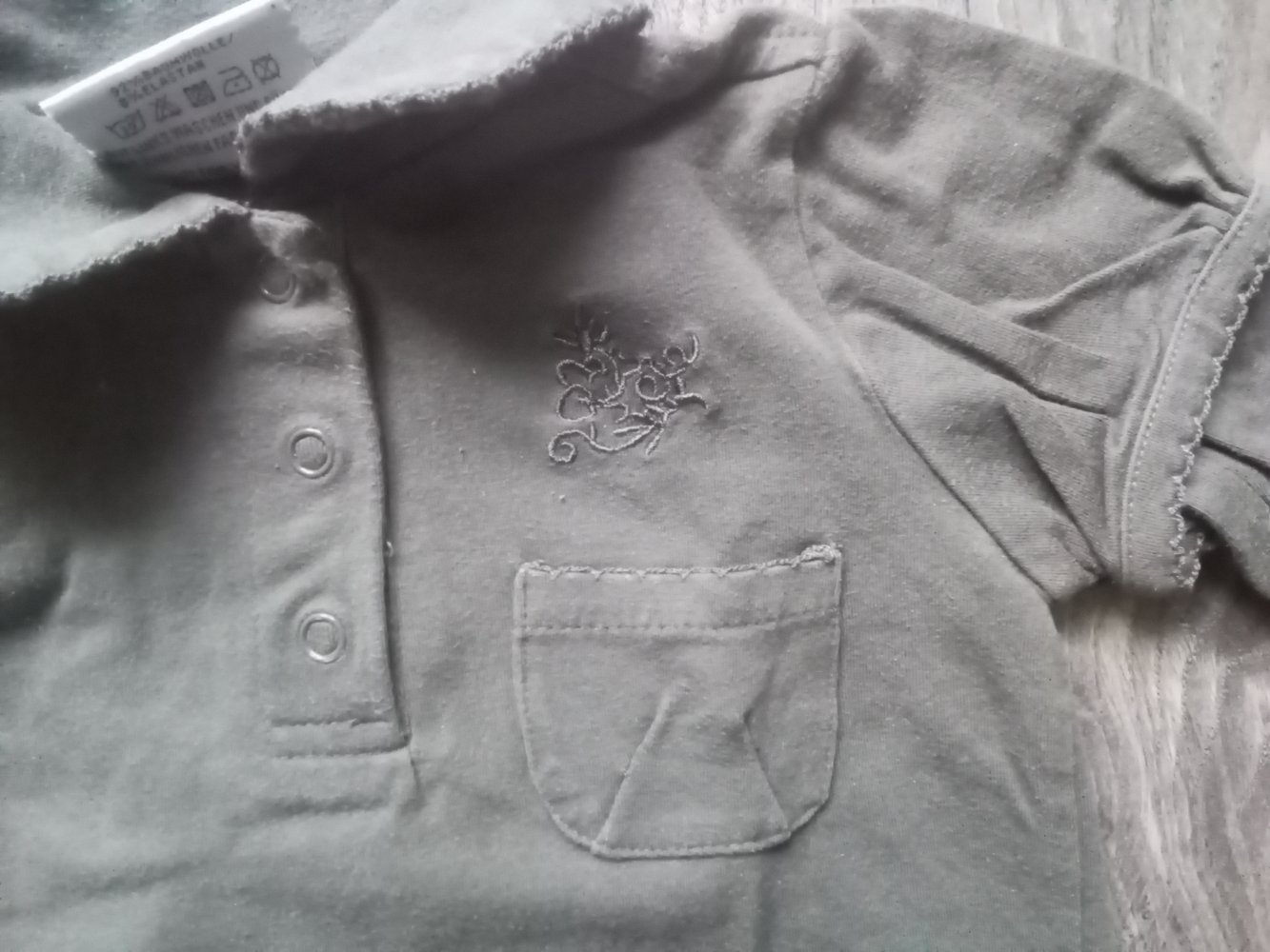 LA-Shirt khaki uni topolino 80 Lagenlook mit Kragen