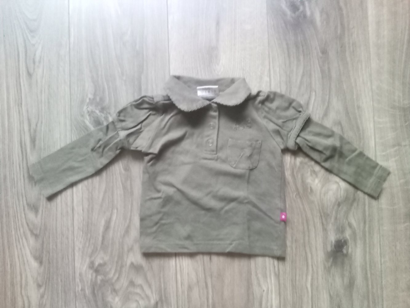 LA-Shirt khaki uni topolino 80 Lagenlook mit Kragen