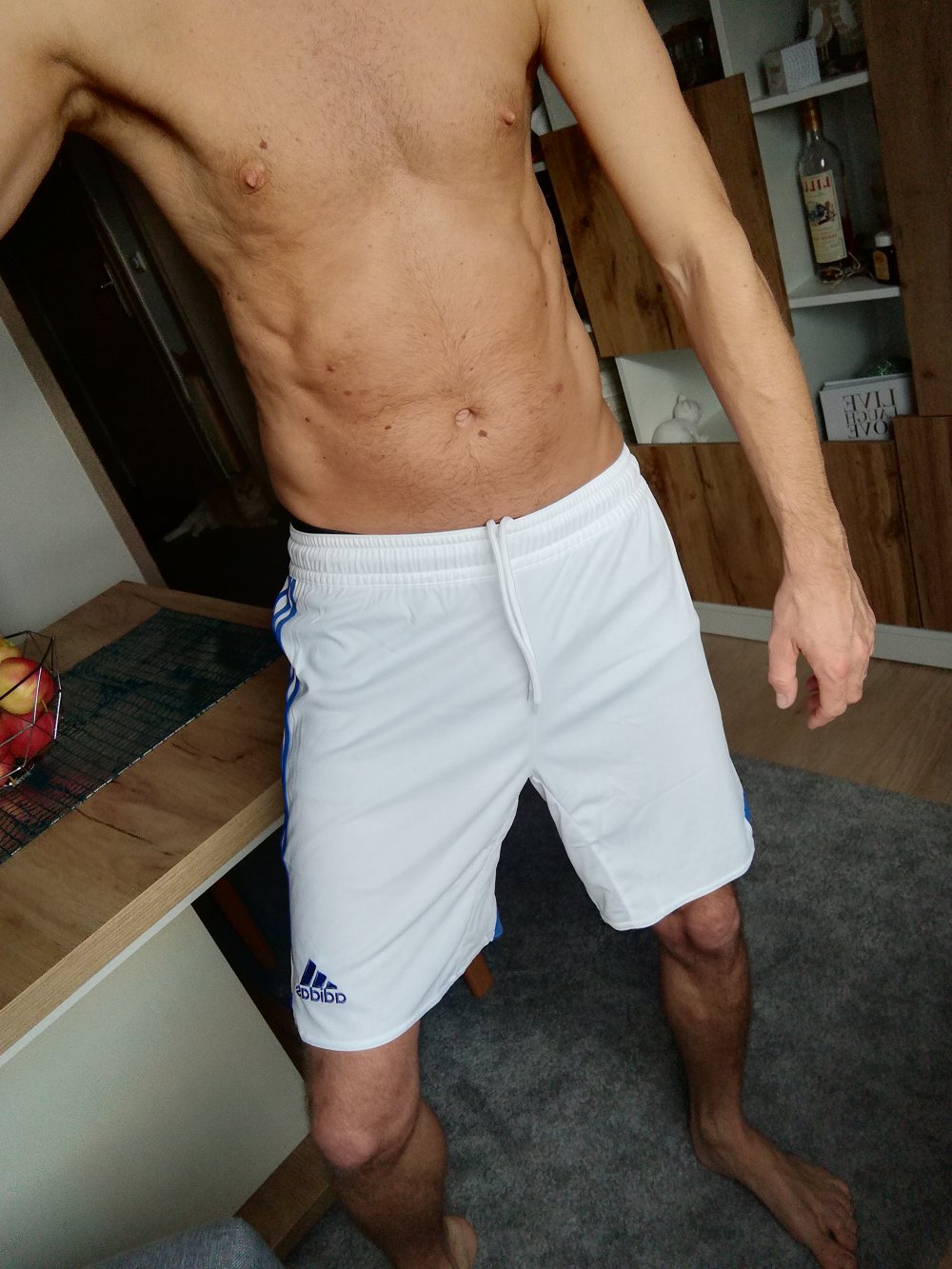 Adidas Short Sporthose Trainingshose weiß blau Gr. M