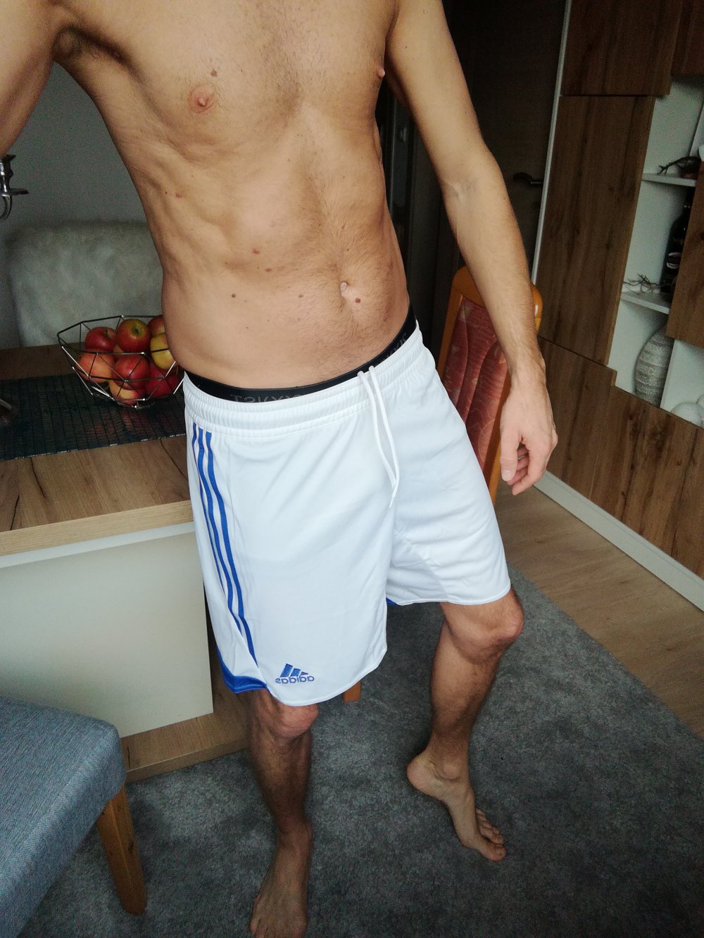 Adidas Short Sporthose Trainingshose weiß blau Gr. M