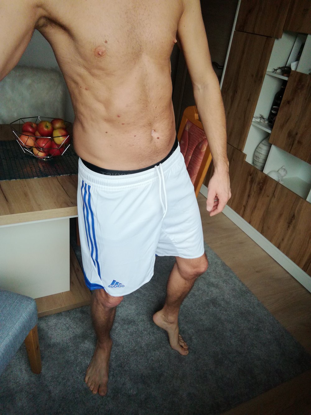 Adidas Short Sporthose Trainingshose weiß blau Gr. M