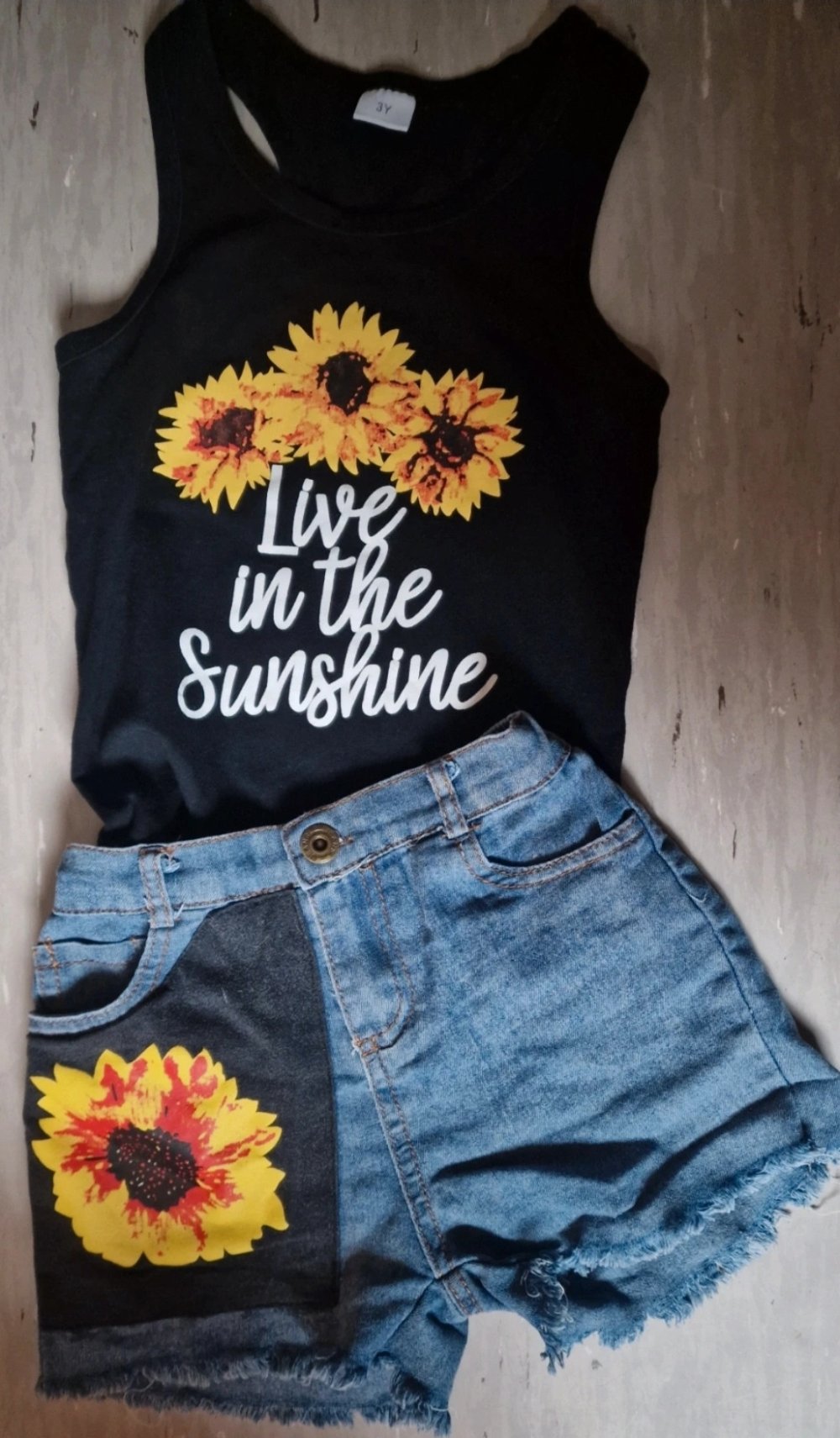 Süßes Sommer Set Top + kurze Hose Gr.98, Sonnenblumen 