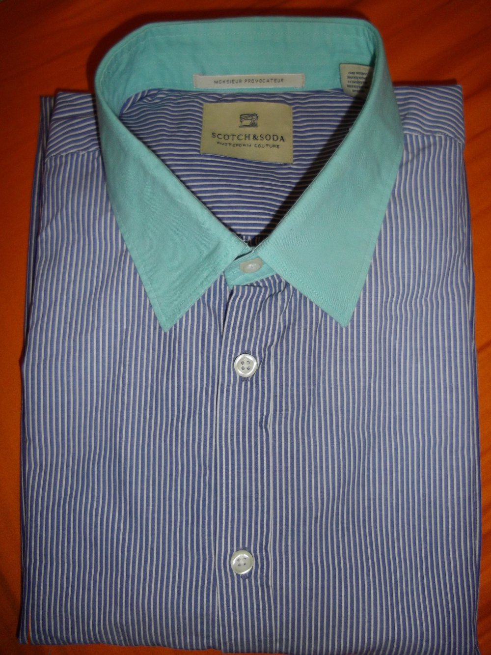 Scotch& Soda Monsieur Provocateur Kontrastkragen Hemd Grün blau weiß in G.L