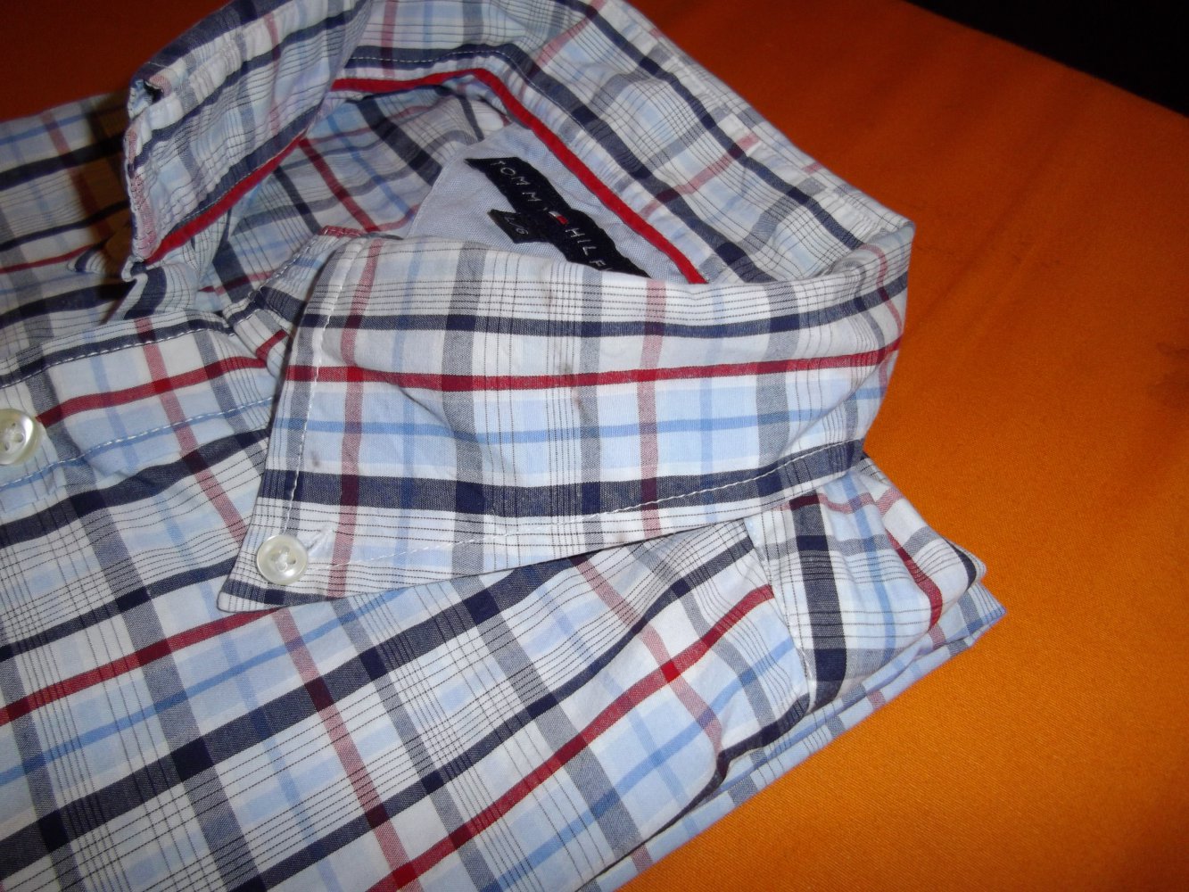 Tommy Hilfiger 100´s Two Ply Hemd rot blau weiß kariert in Gr.L