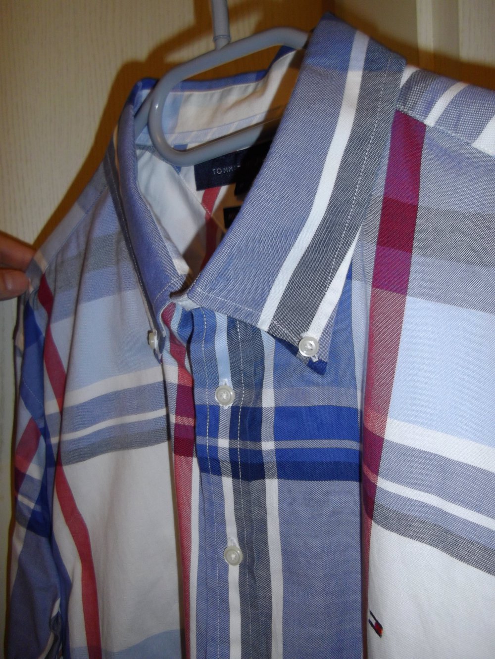 Tommy Hilfiger 80´s Two Ply Cotton Hemd rot blau marine weiß Blockstreifen in Gr.XL