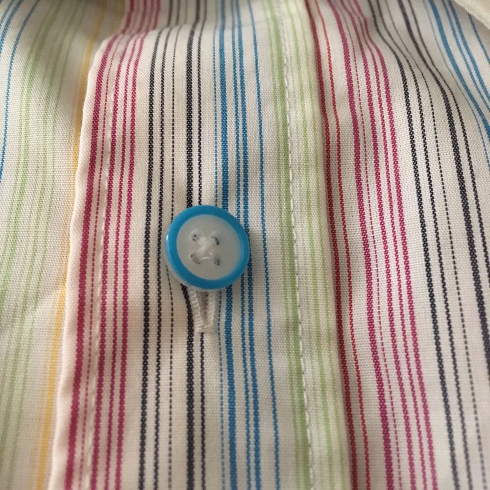 Walbusch Extraglatt Muticolor Streifen Kontrastkragen Hemd in Gr.M 39-40cm Kragenweite