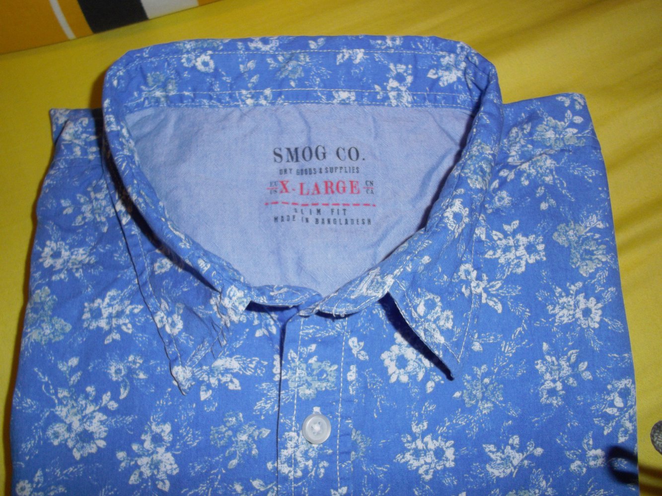 Smog Blumen Hemd blau weiß in Gr.XL