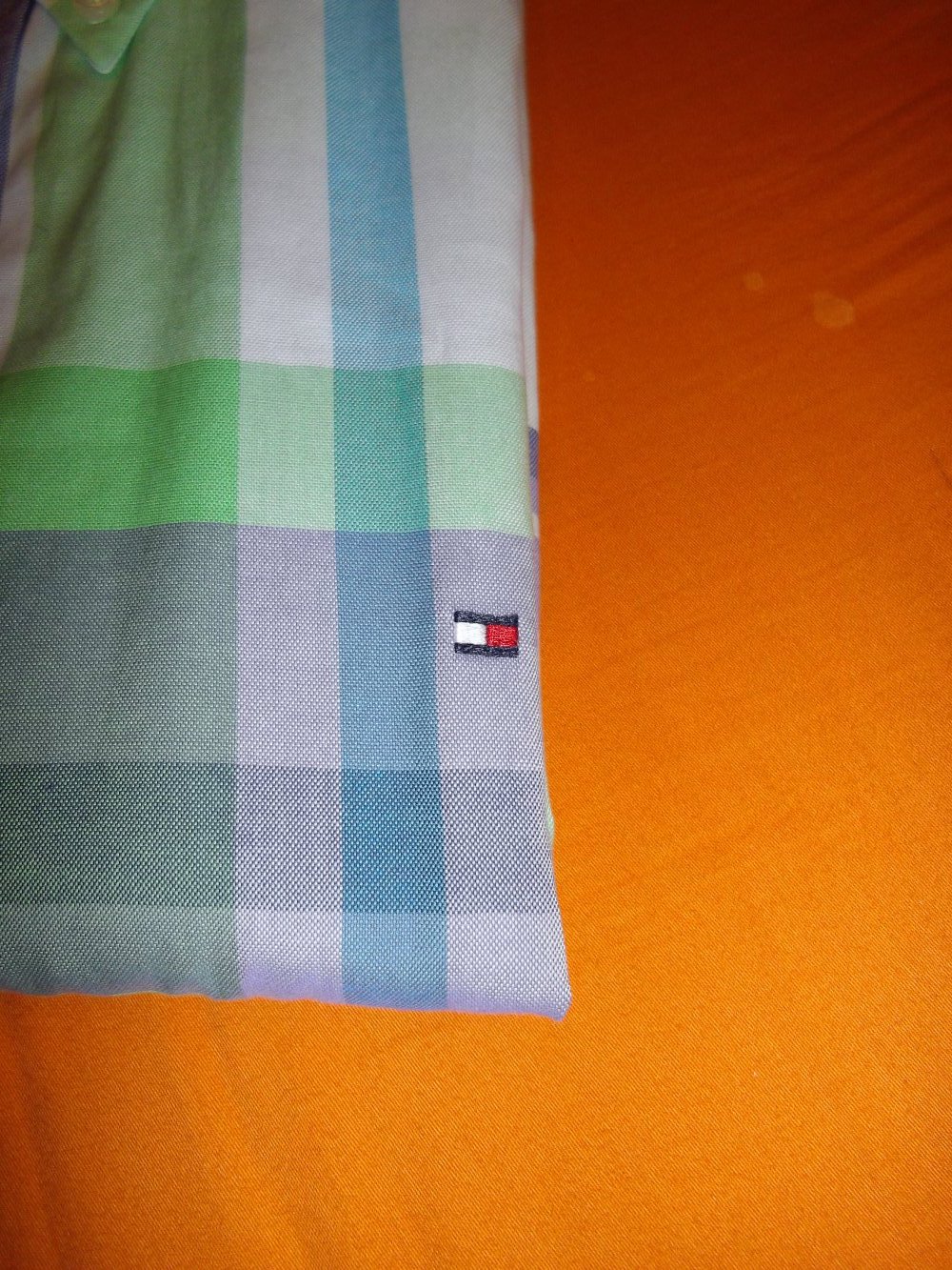 Tommy Hilfiger 80´s Two Ply Cotton Hemd lila türkis mintgrün weiß kariert in Gr.XL