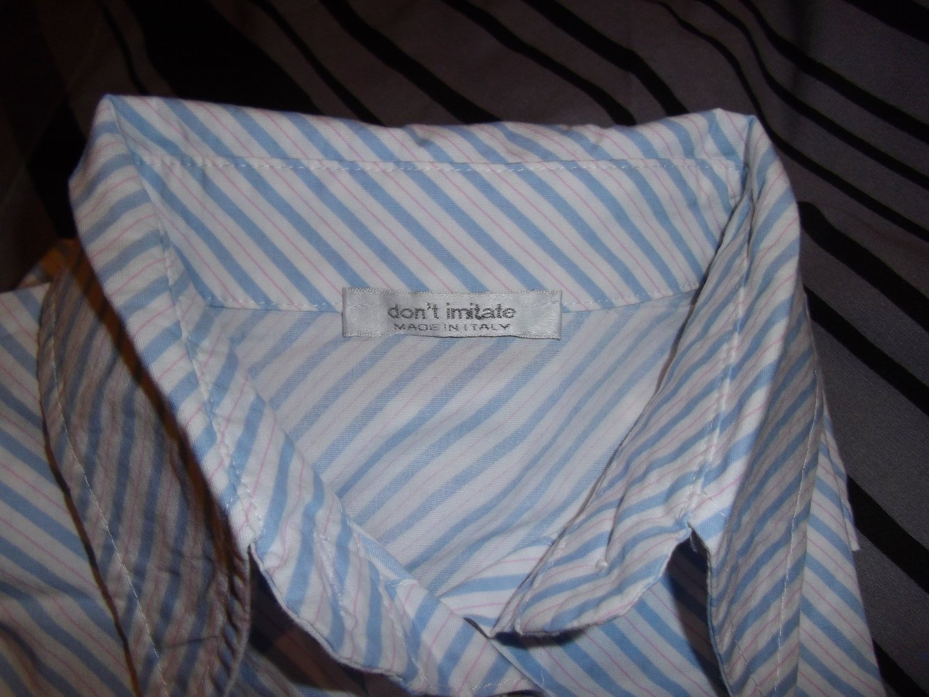 don´t imitate Italy Rüschen Bluse hellblau rosa weiß gestreift in Gr.38 neu