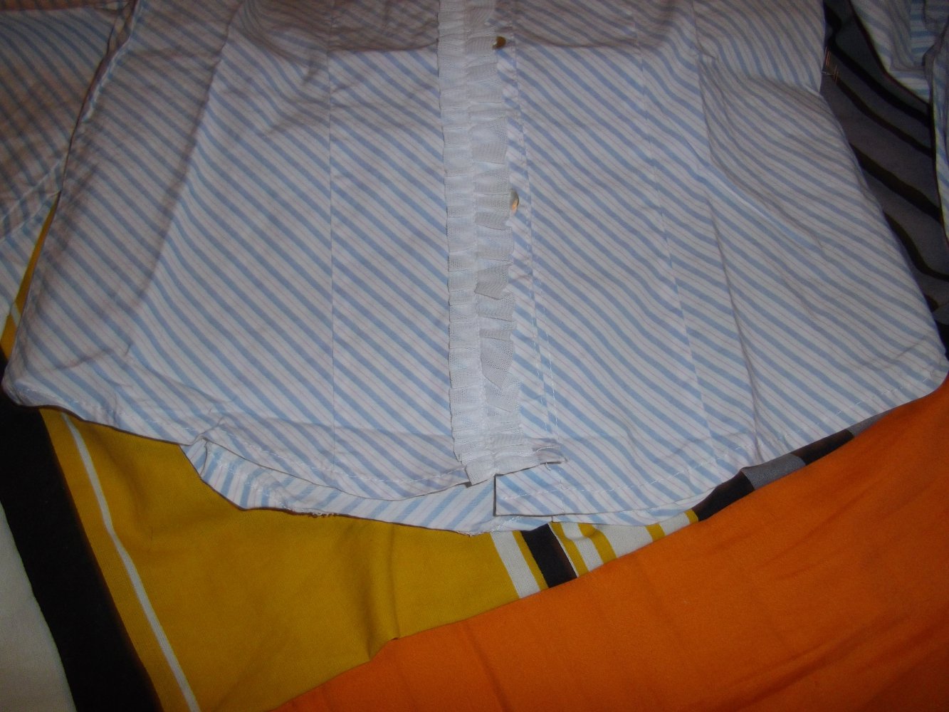 don´t imitate Italy Rüschen Bluse hellblau rosa weiß gestreift in Gr.38 neu